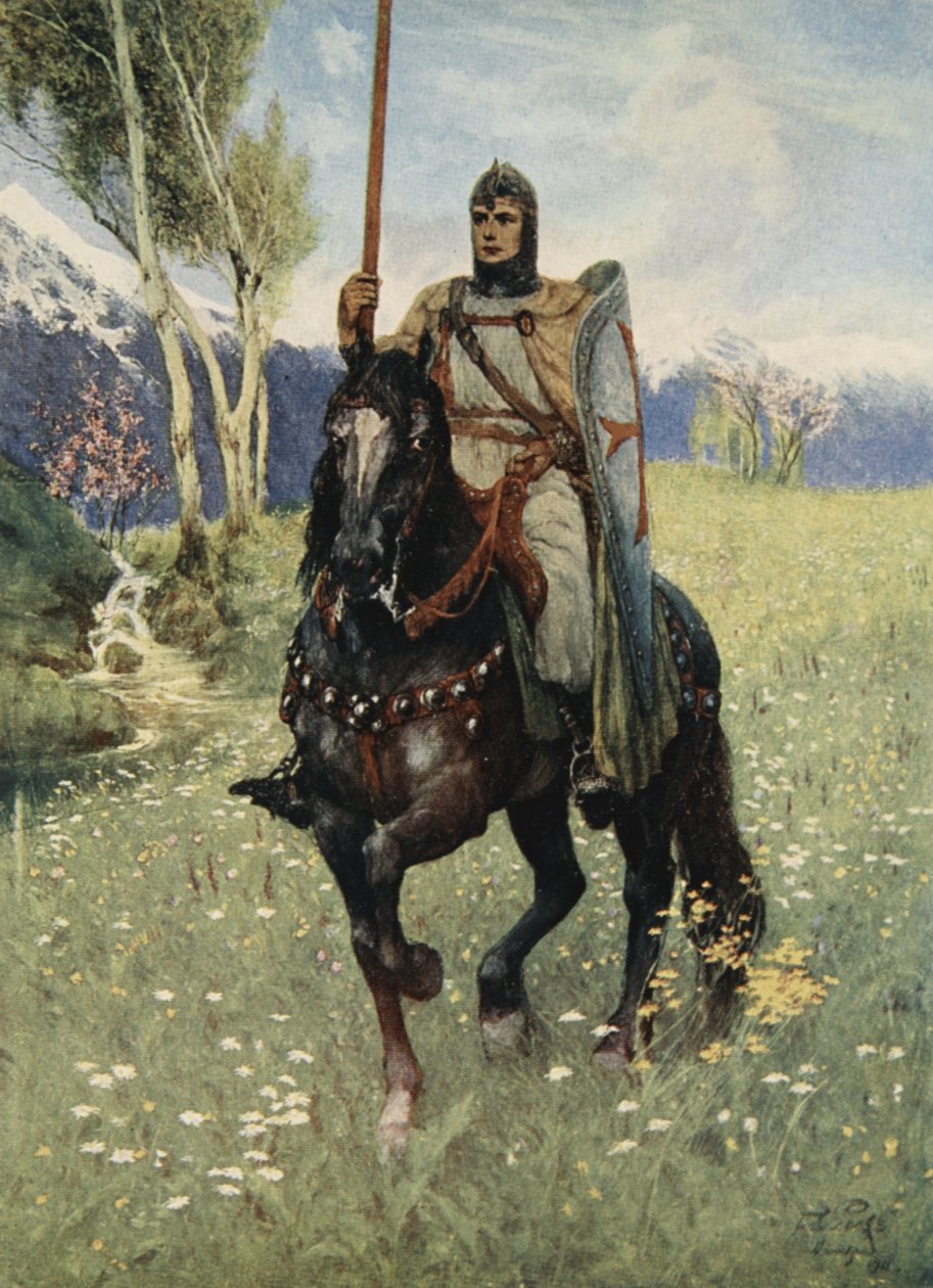 Parsifal tak zahájil svou pouť z „Příběhů Wagnerových oper“ od J. Walkera McSpaddena (1874-1960), 1905 od Ferdinand Leeke