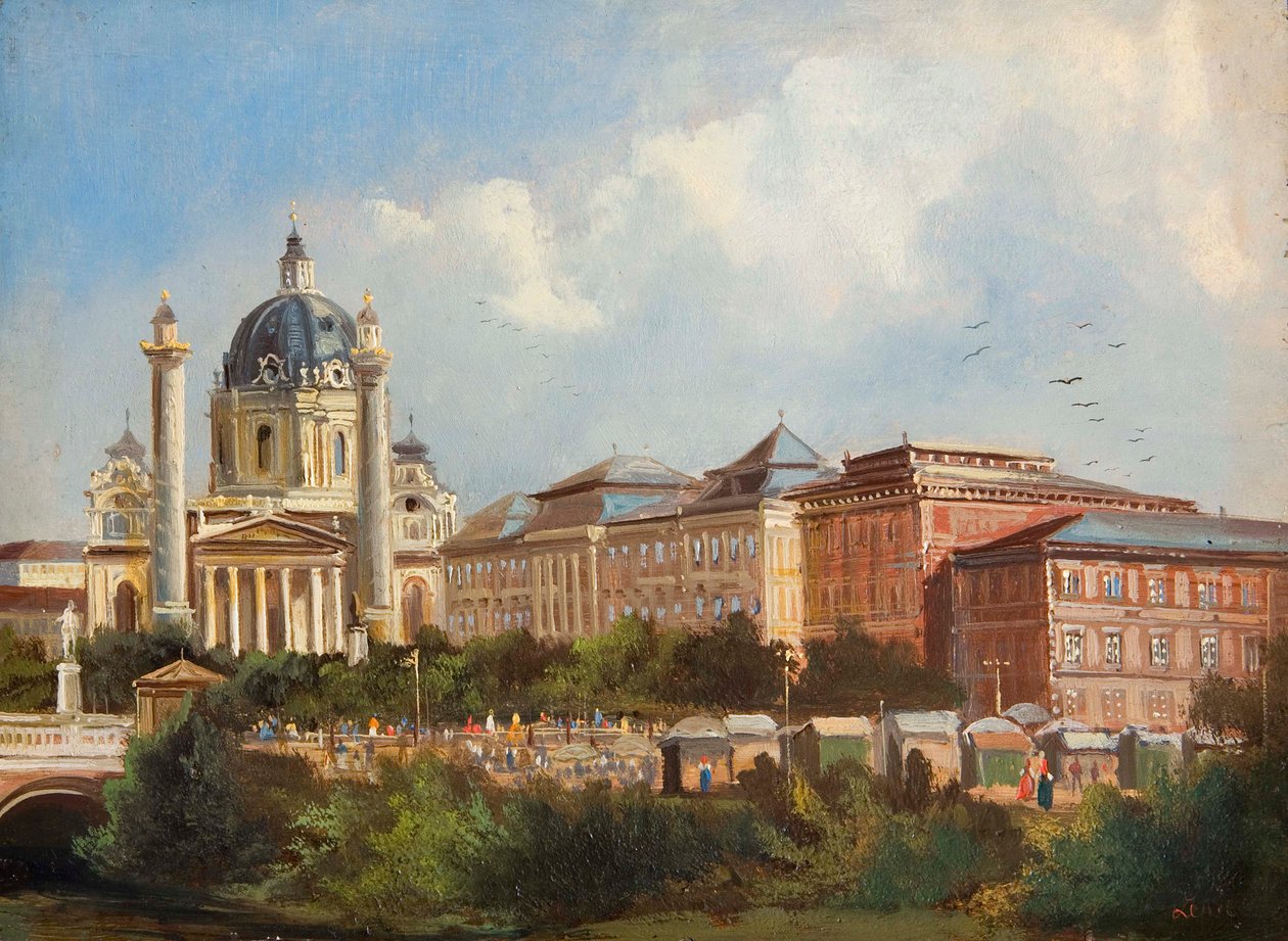 Karlskirche ve Vídni od Ferdinand Lepie
