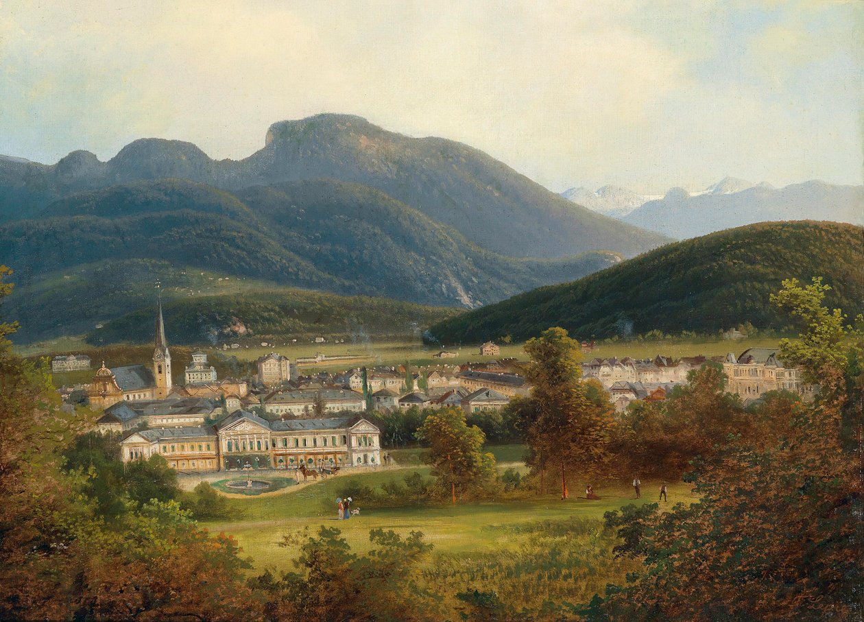 Pohled na Ischl a Kaiservillu s Dachsteinem v pozadí od Ferdinand Lepie