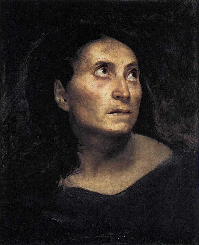 Hlava staré ženy od Ferdinand Victor Eugene Delacroix