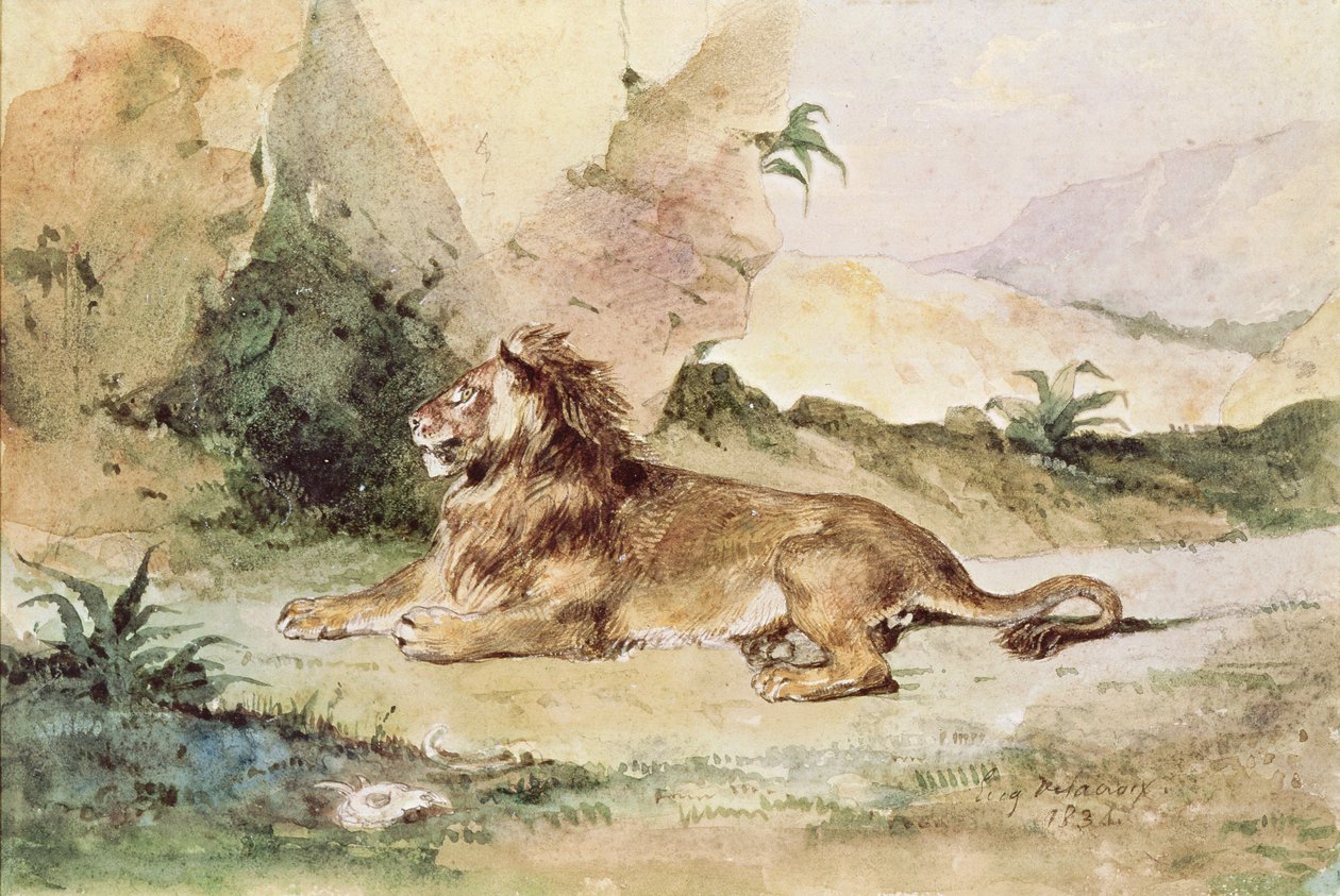 Lev v poušti, 1834 od Ferdinand Victor Eugene Delacroix