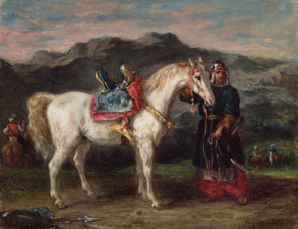 Čerkes drží koně od Ferdinand Victor Eugene Delacroix