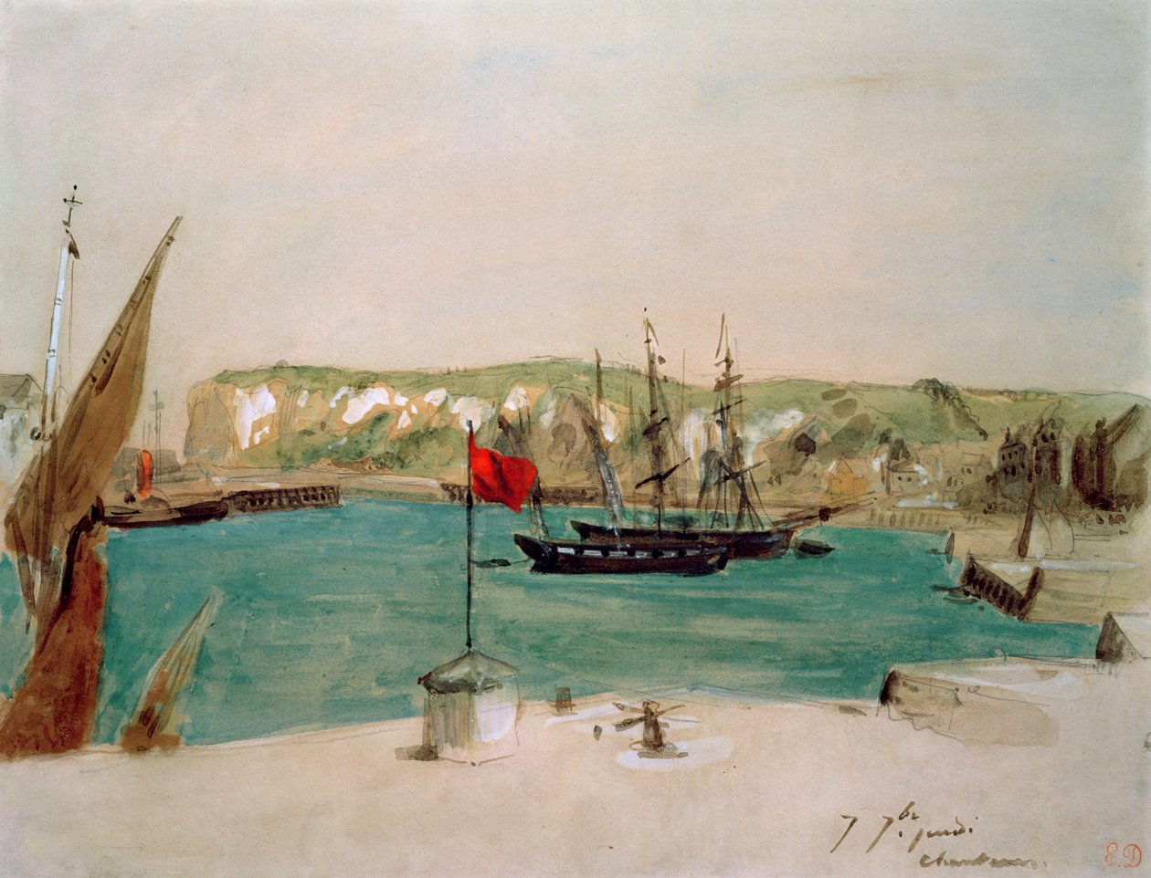 Dieppe: nábřeží Duquesne od Ferdinand Victor Eugene Delacroix
