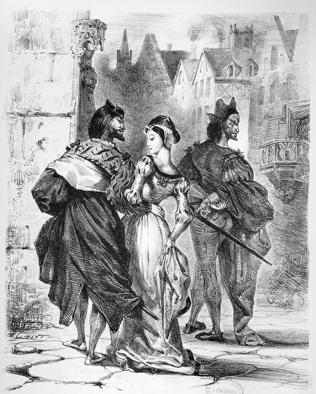 Faust setkání s Markétou, z Goethova Fausta, po roce 1828, (ilustrace), (č. foto litografie) od Ferdinand Victor Eugene Delacroix