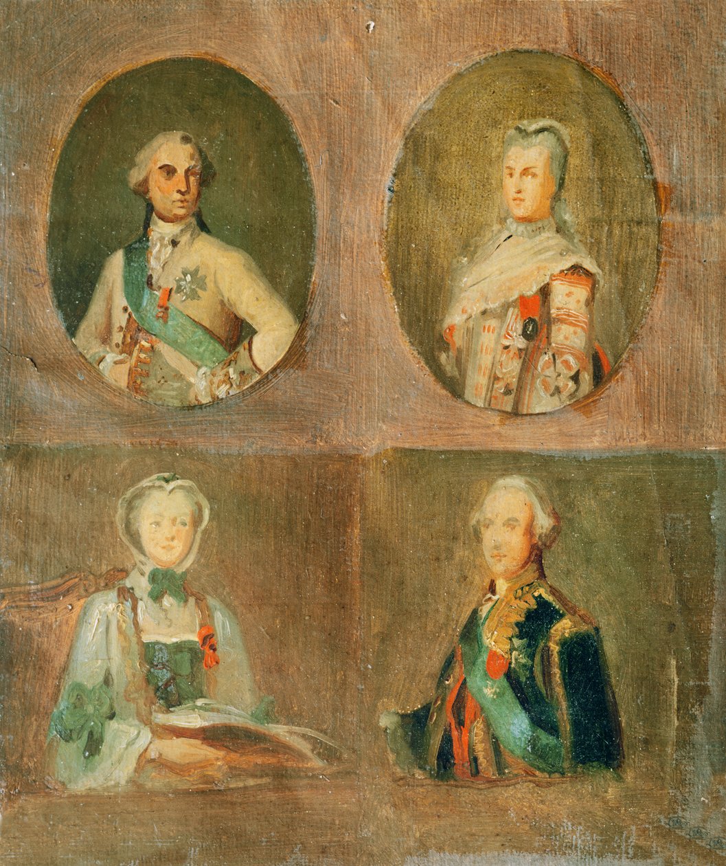 Čtyři studie podle francouzských portrétů 18. století od Ferdinand Victor Eugene Delacroix