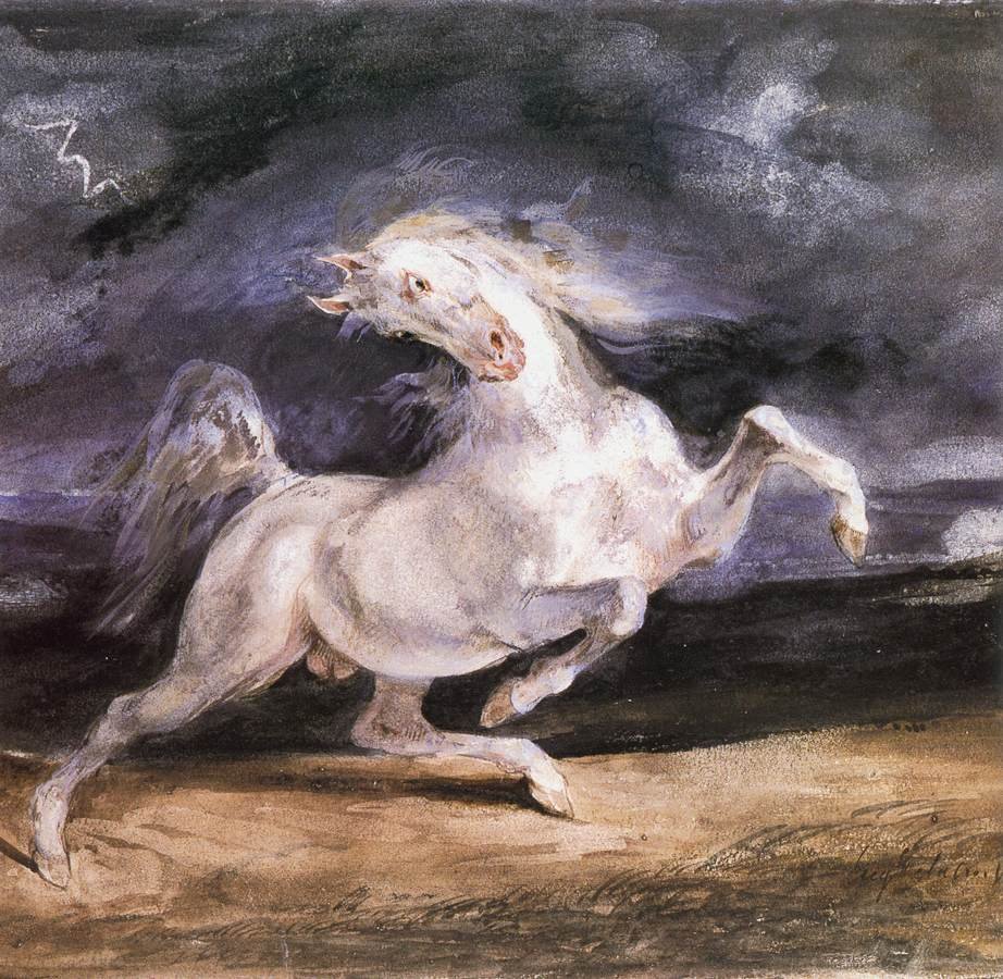 Kůň vyděšený bouří od Ferdinand Victor Eugene Delacroix