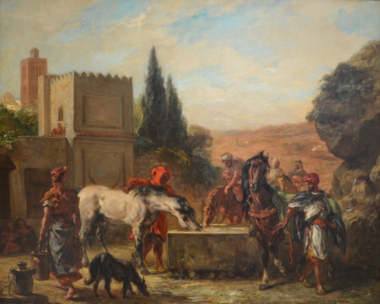 Koně u fontány od Ferdinand Victor Eugene Delacroix