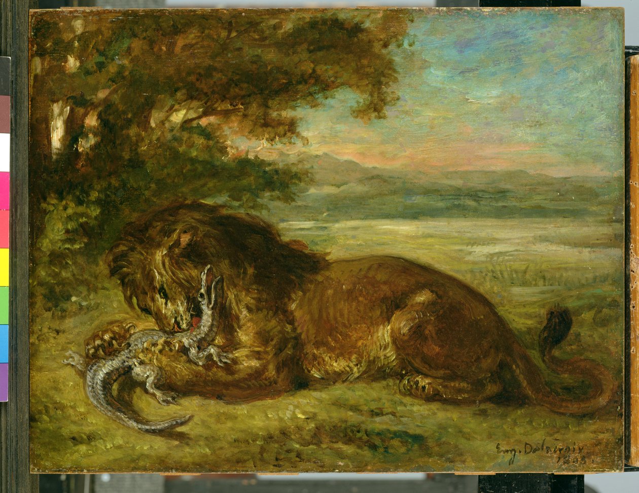 Lev a aligátor, 1863 od Ferdinand Victor Eugene Delacroix