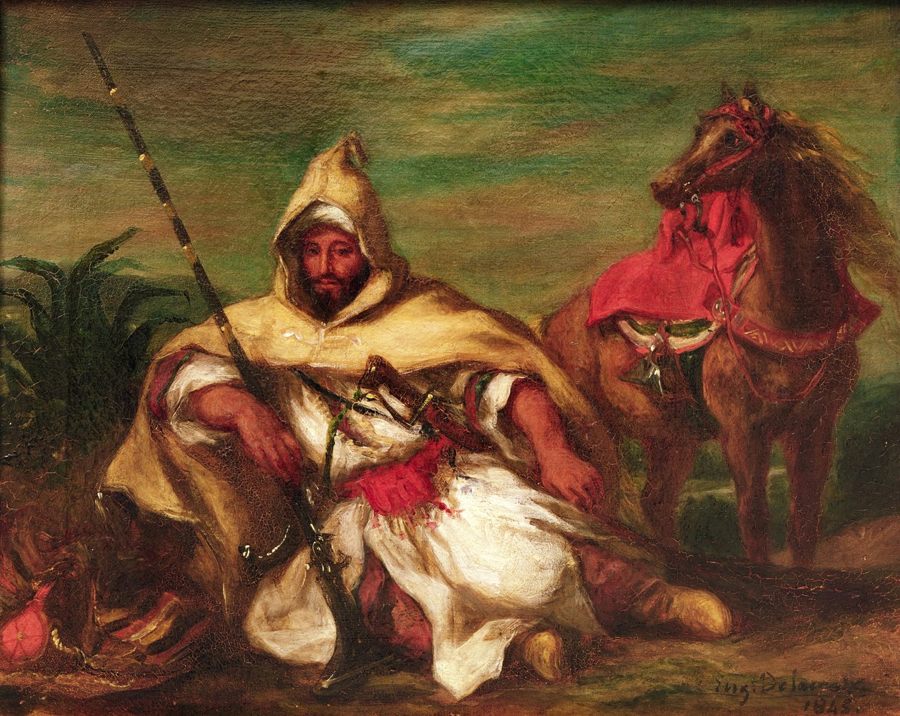 Marocký voják sedící u svého koně, 1845 od Ferdinand Victor Eugene Delacroix