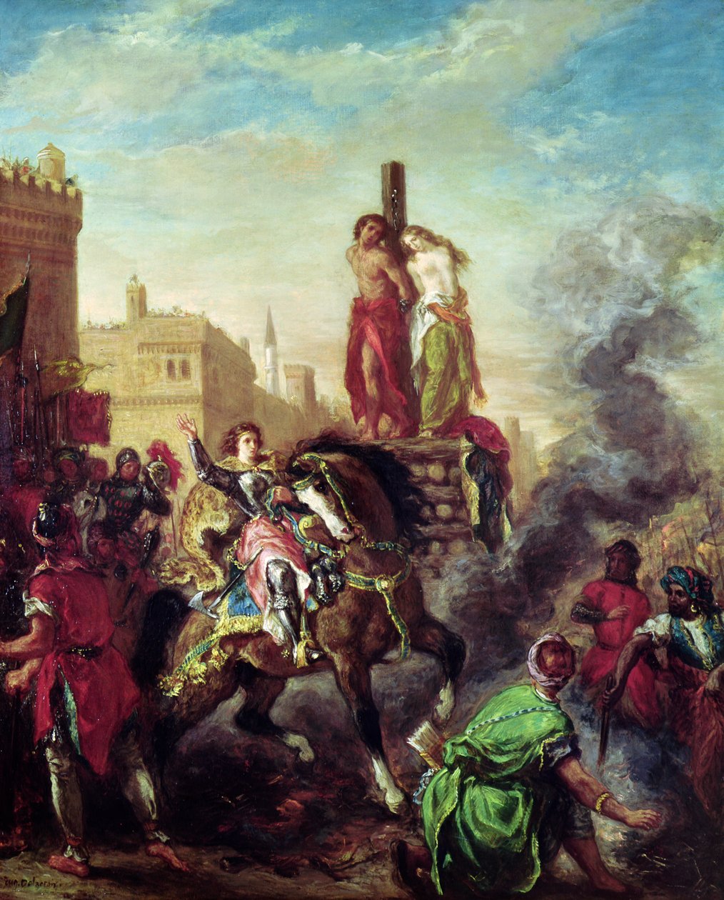 Olinda a Sophronia na Pyrě, z „Gerusalemme Liberata“ od Torquata Tassa (1544-95) od Ferdinand Victor Eugene Delacroix