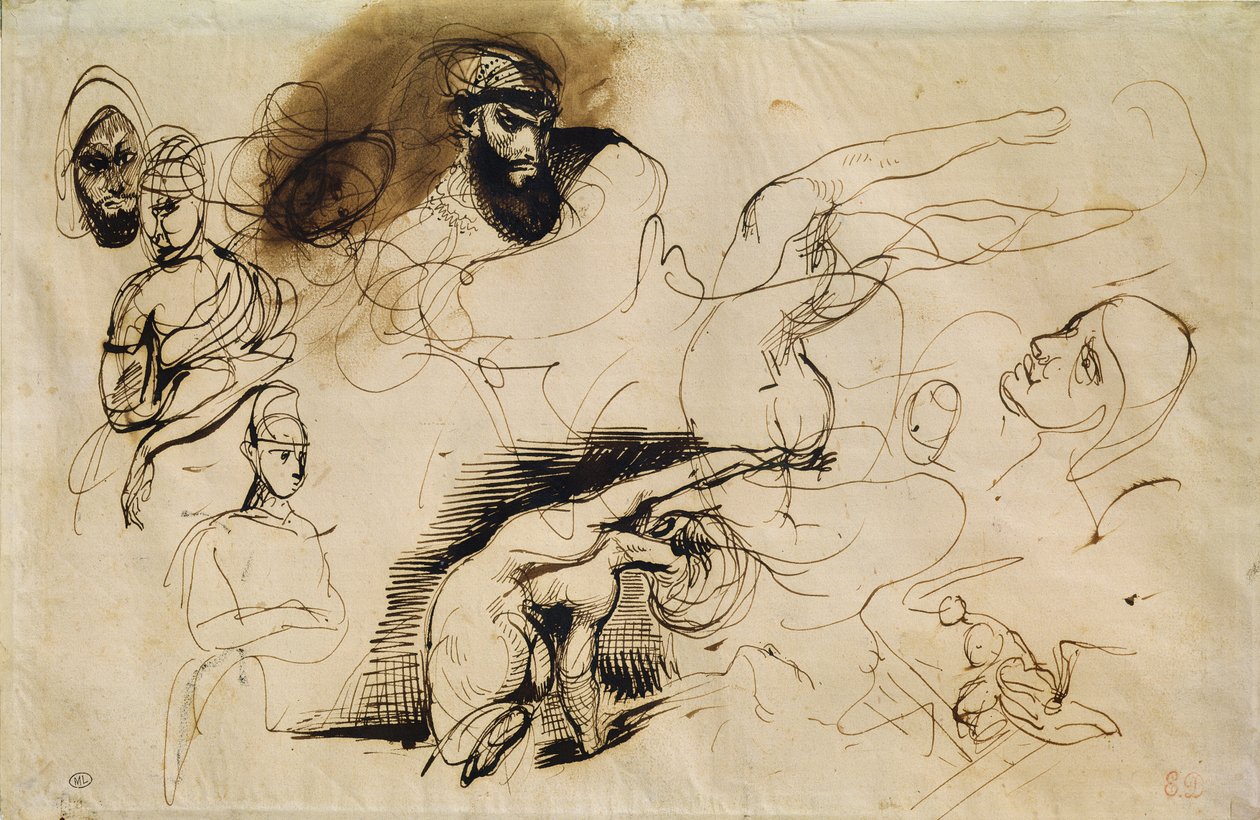 Náčrt pro Sardanapalus od Ferdinand Victor Eugene Delacroix