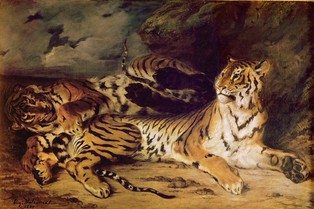 Mladý tygr hraje se svou matkou, 1830 od Ferdinand Victor Eugene Delacroix