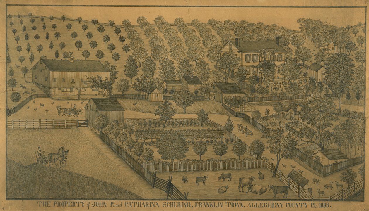 Majetek Johna P. a Cathariny Schuringové, Franklin Town, Allegheny County, Pennsylvania, 1883 od Ferdinand A. Brader