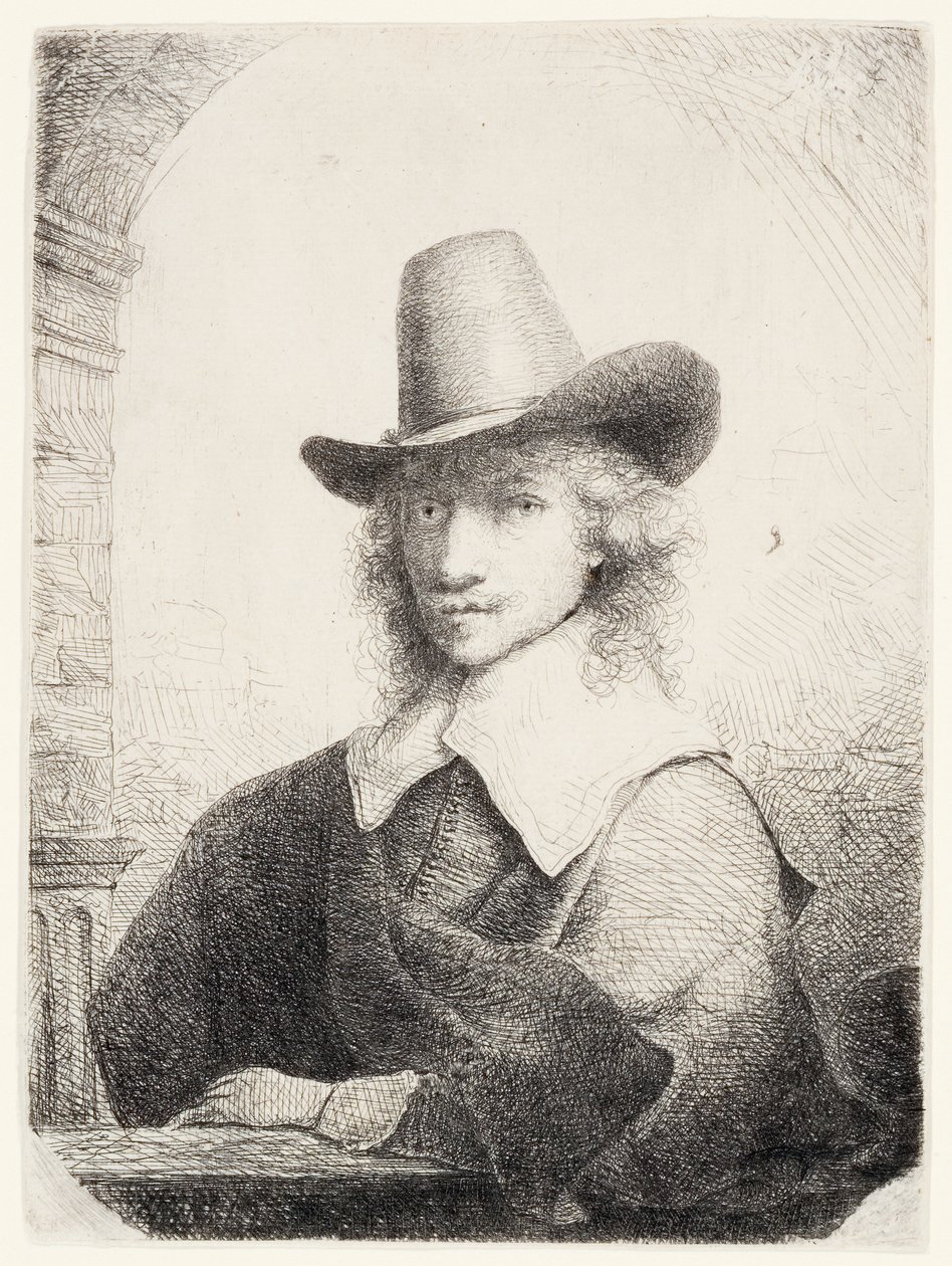 Muž ve vysokém klobouku, kolem 1645-50 od Ferdinand Bol
