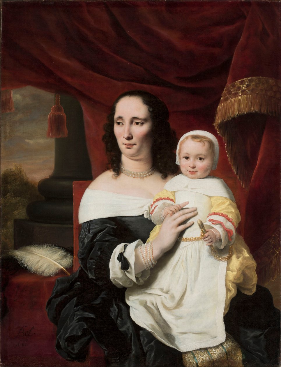 Portrét Johanny de Geer-Trip s dcerou Cecylií od Ferdinand Bol