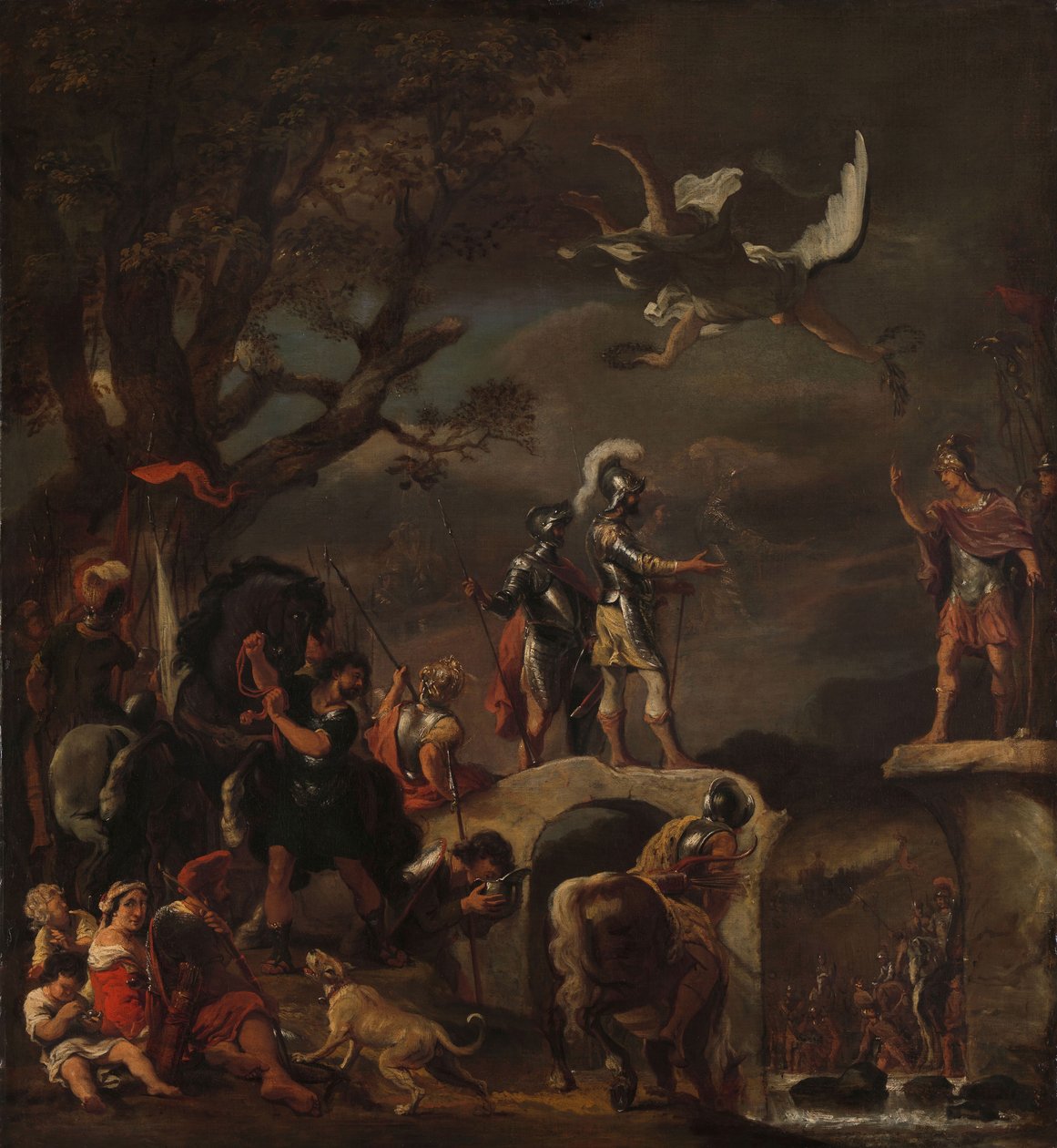 Mírová jednání mezi Claudius Civilis a Quintus Petillius Cerealis na zbořeném mostě, 1658-62 od Ferdinand Bol