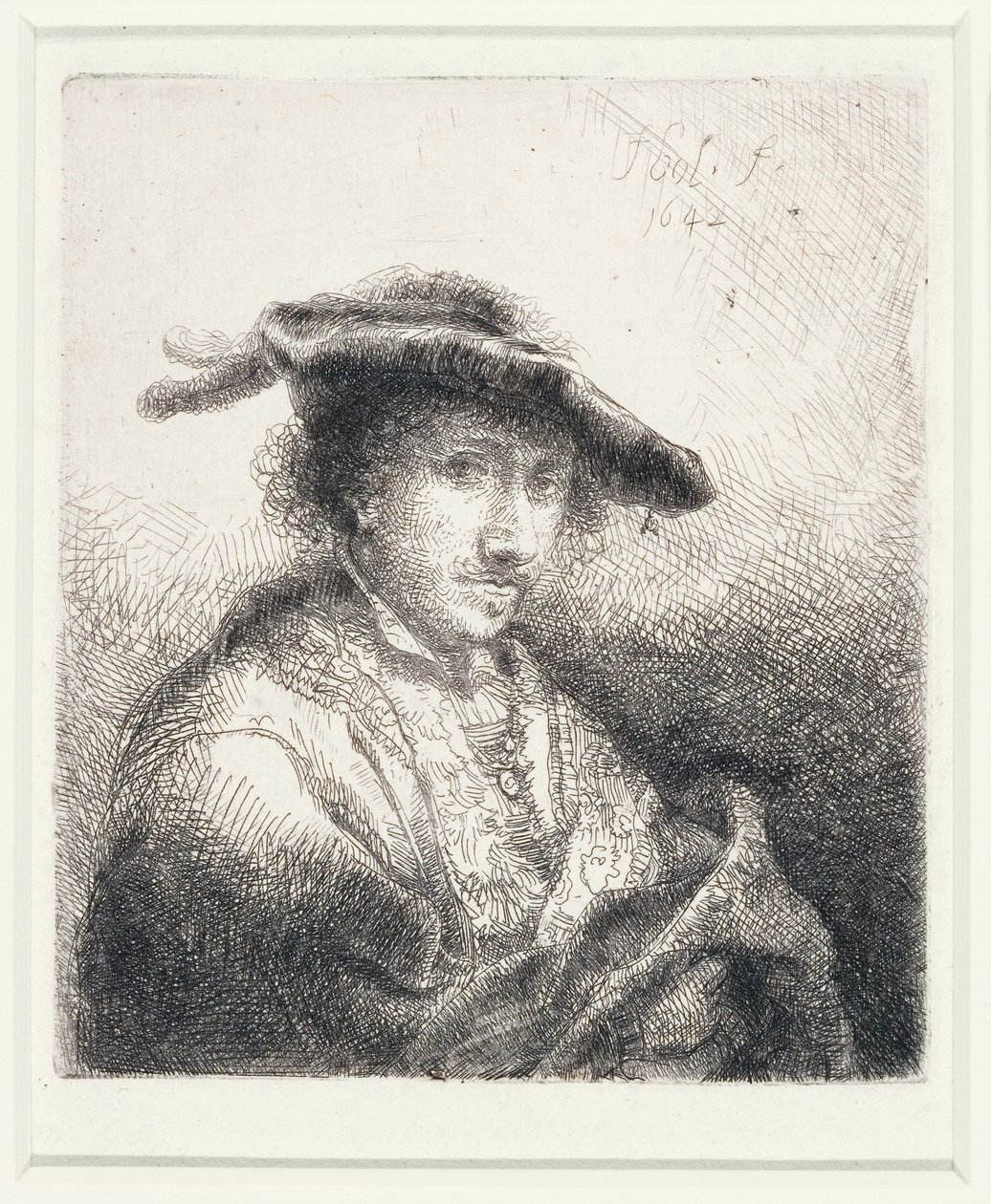 Mladý muž s opeřeným kloboukem, 1642 od Ferdinand Bol