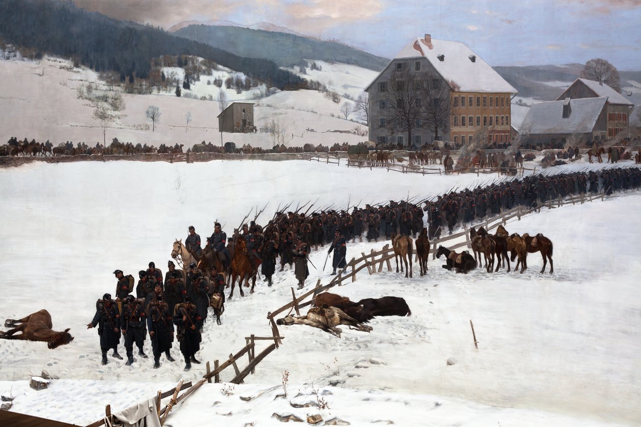 Bourbakiho panorama od Ferdinand & Castres Edouard (1838-1902) Hodler