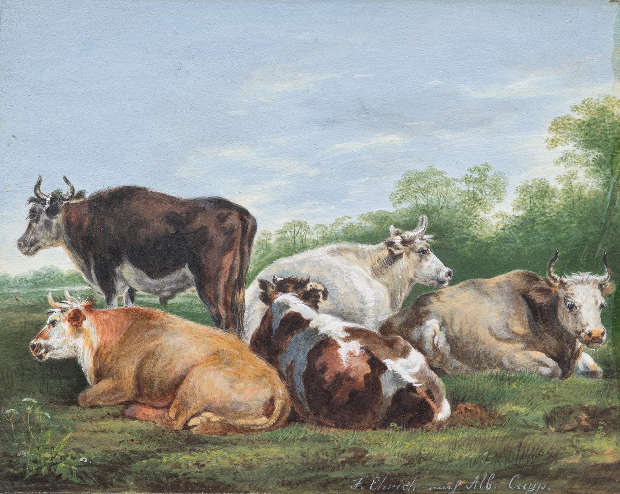 Krávy na pastvině od Ferdinand Ehricht der Jüngere