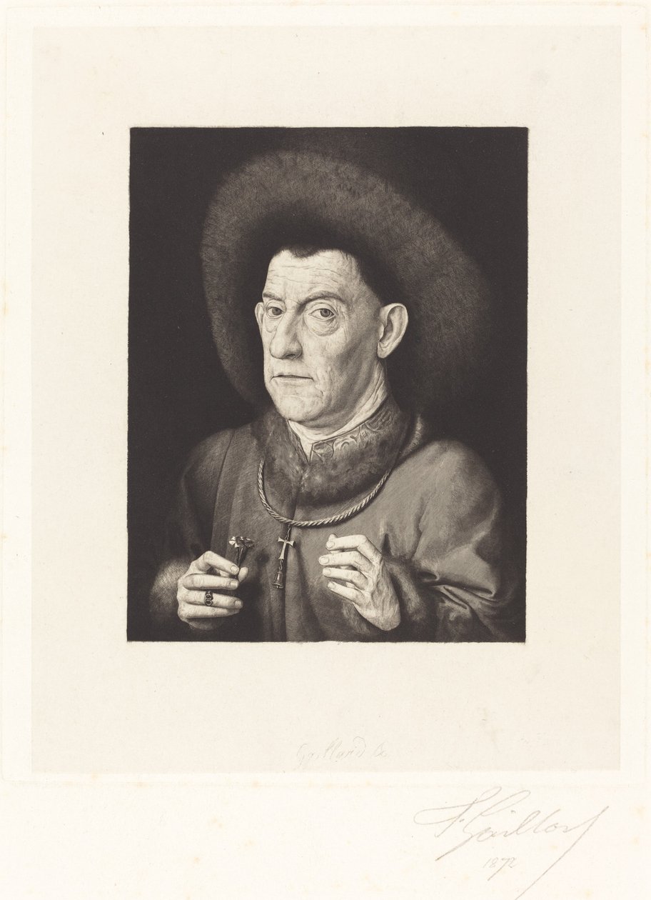 Muž s růžovou od Ferdinand Gaillard after Jan van Eyck