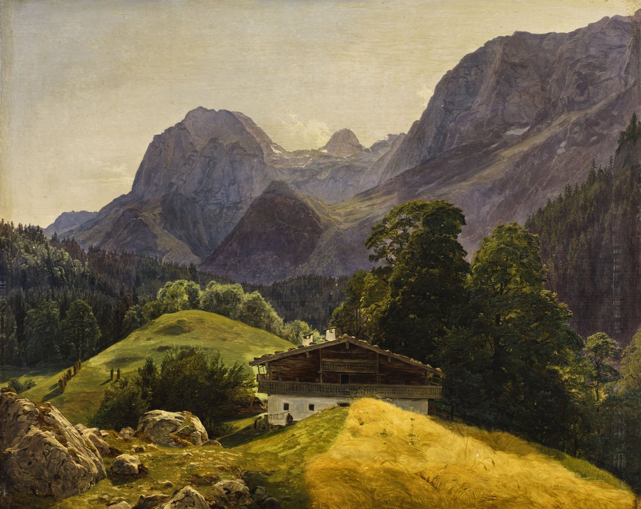 Taubensee se Steinbergem v Ramsau u Berchtesgadenu, pohled na Reiteralpe od Ferdinand Georg Waldmuller