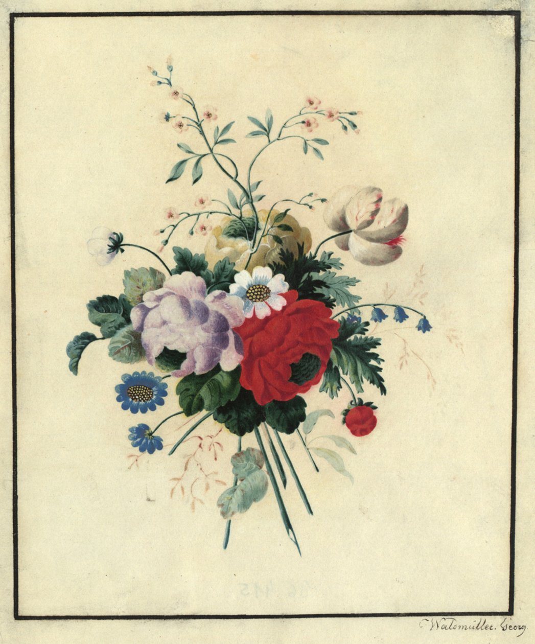 Růže, tulipány, kopretiny od Ferdinand Georg Waldmüller