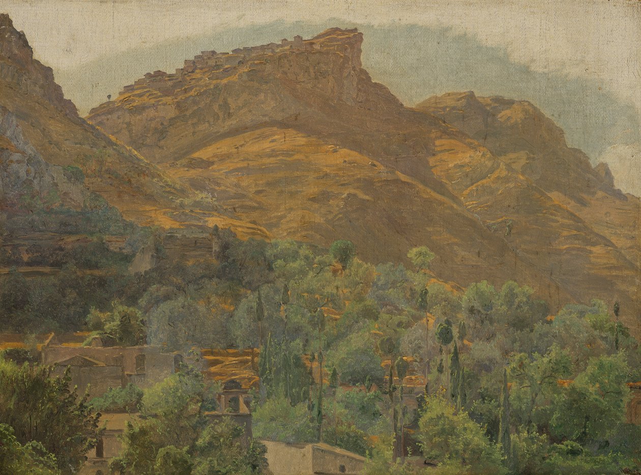 Pohled na horské město Mola poblíž Taorminy od Ferdinand Georg Waldmuller