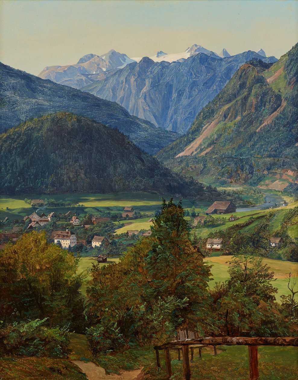 Dvojitý pohled na Dachstein ze Sophien u Ischlu od Ferdinand Georg Waldmuller