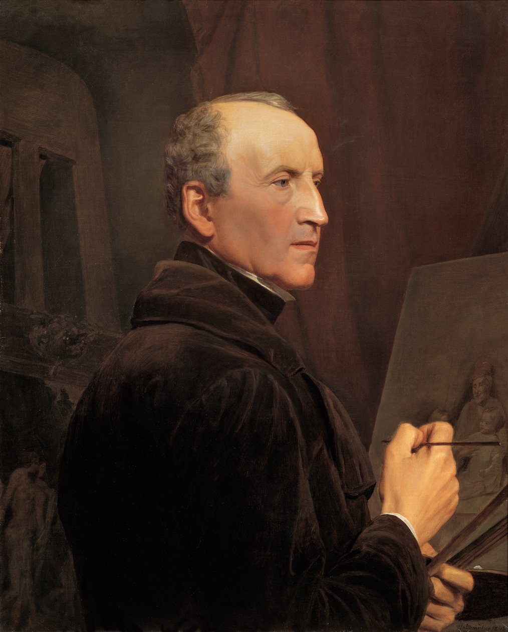 Autoportrét před stojanem od Ferdinand Georg Waldmuller