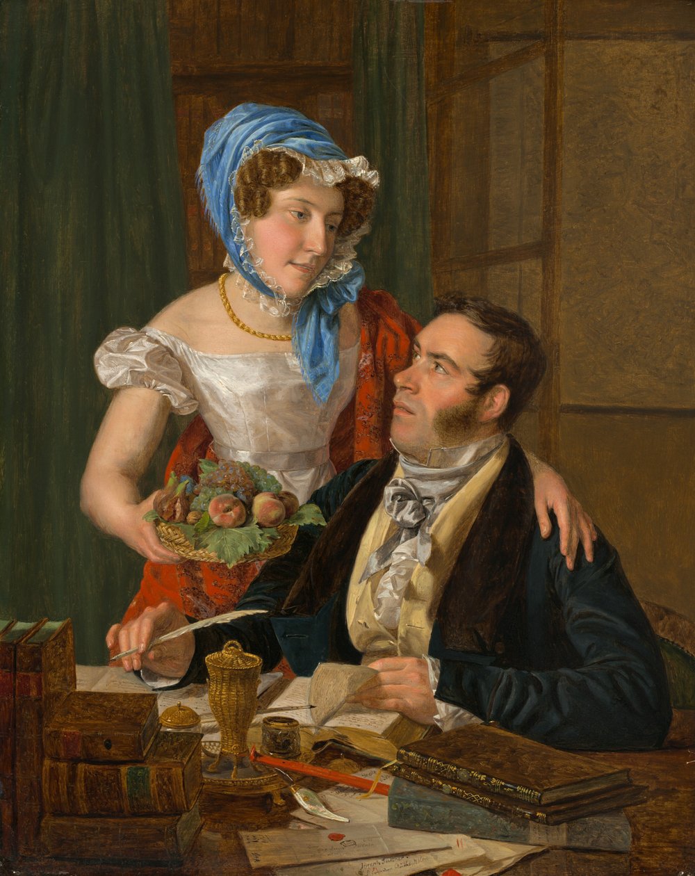 Kartograf profesor Josef Jüttner a jeho žena, 1824. od Ferdinand Georg Waldmuller