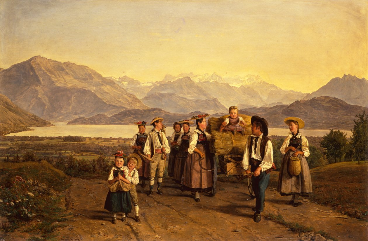 Návrat domů ze sklizně na Zugském jezeře od Ferdinand Georg Waldmuller
