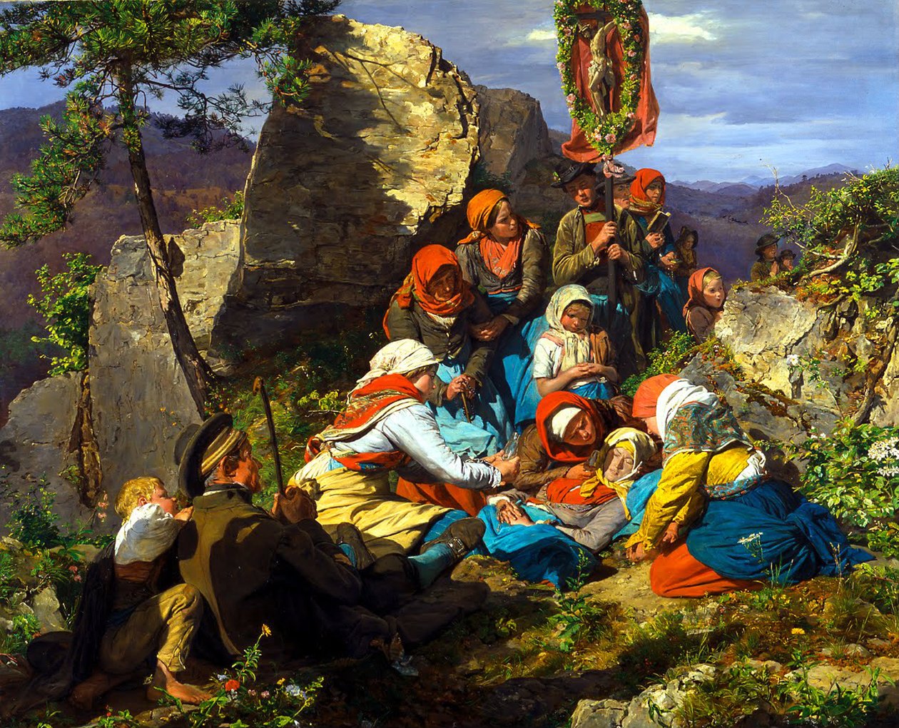 Přerušená pouť Nemocný poutník, 1858 od Ferdinand Georg Waldmuller