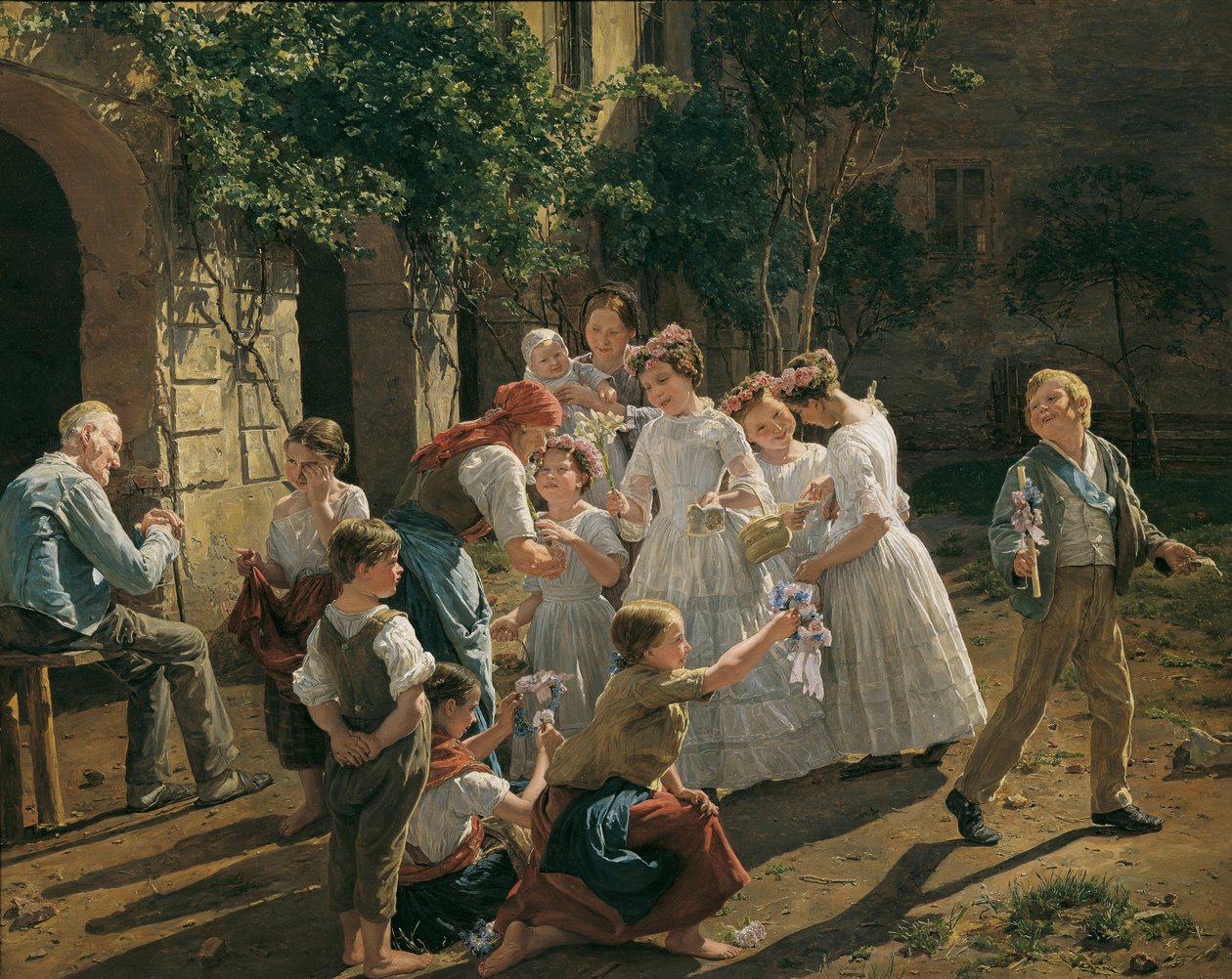 Ráno na svátek Božího těla od Waldmuellera, Ferdinand Georg (1793-1865). Olej na dřevě od Ferdinand Georg Waldmuller