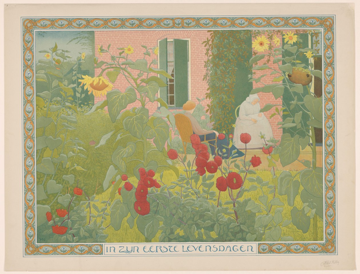 Dvě ženy s dítětem V prvních dnech života (název na předmětu) od Ferdinand Hart Nibbrig (signed by artist)
