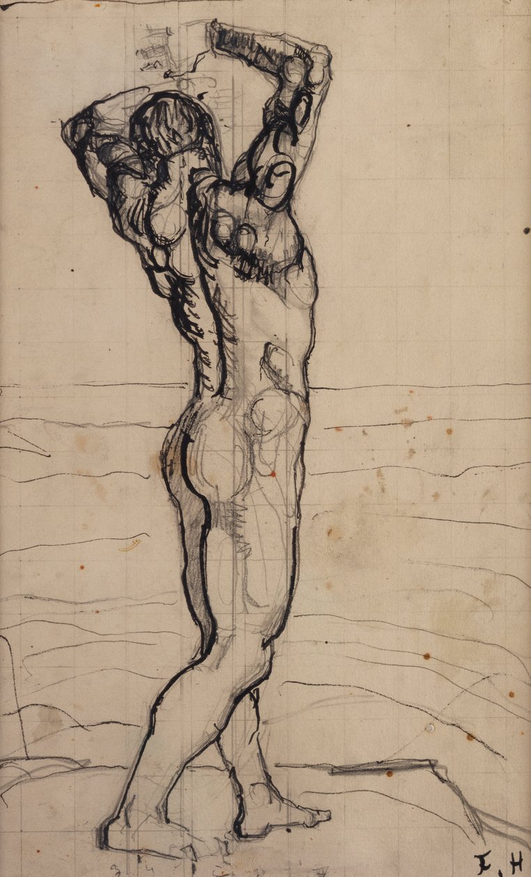 Mužský akt, studie pro pravdu; Mužský akt, Studium pravdy, kolem roku 1902 od Ferdinand Hodler