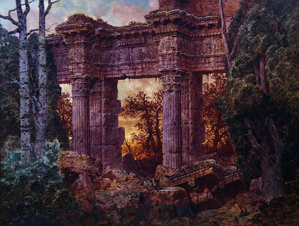Roman Ruin at Twilight (olej na plátně) od Ferdinand Knab