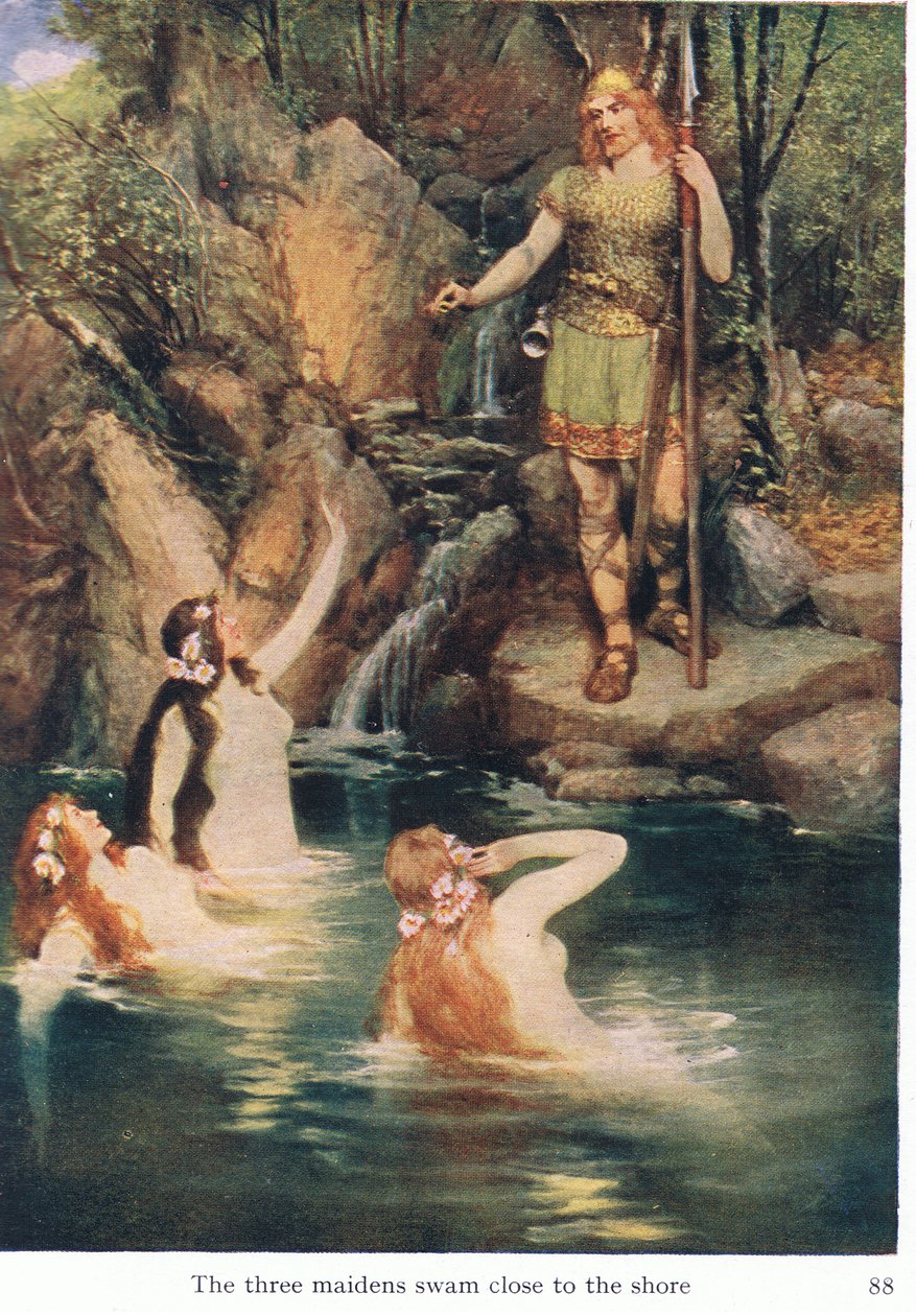 Tři panny plavaly blízko břehu, ilustrace z hospody The Stories of Wagner