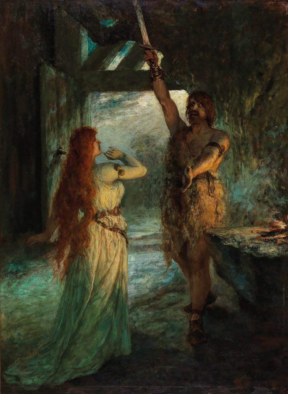 Valkýra 1. dějství: Sieglinde a její bratr Siegmund. od Ferdinand Leeke