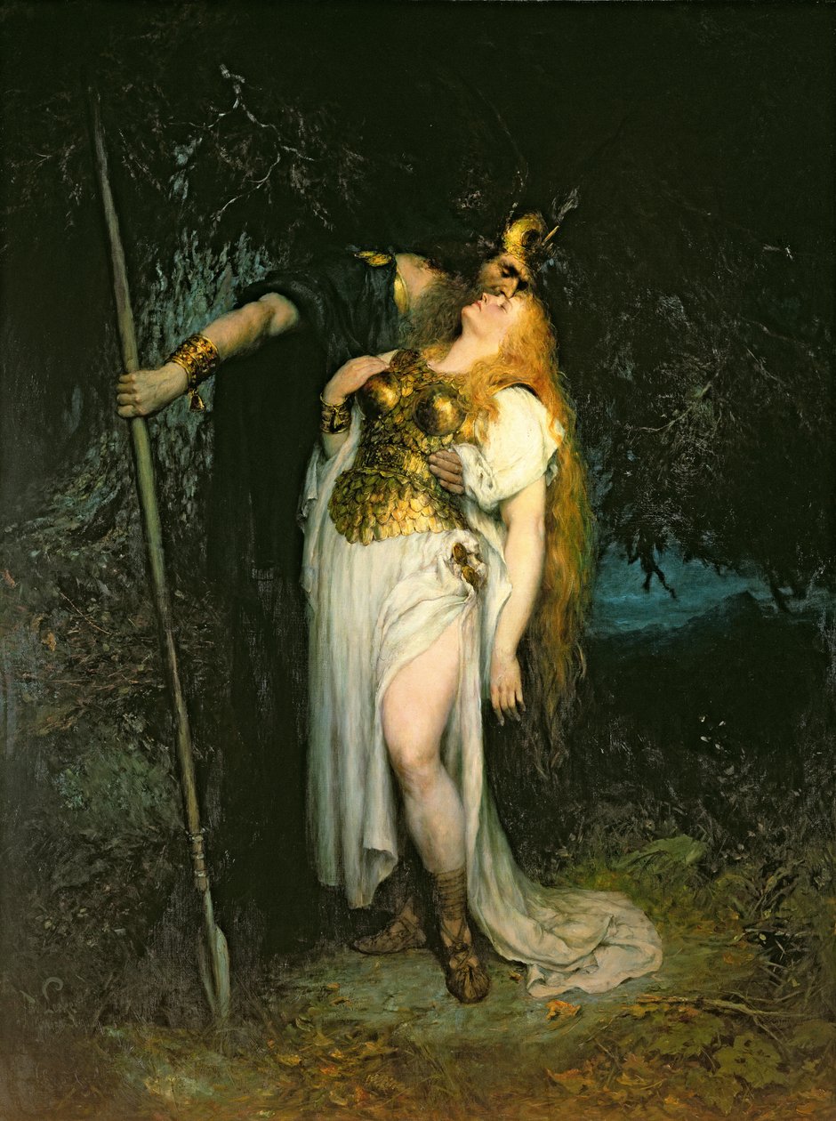 Wotan se rozloučil s Brunhildou, 1908 od Ferdinand Leeke