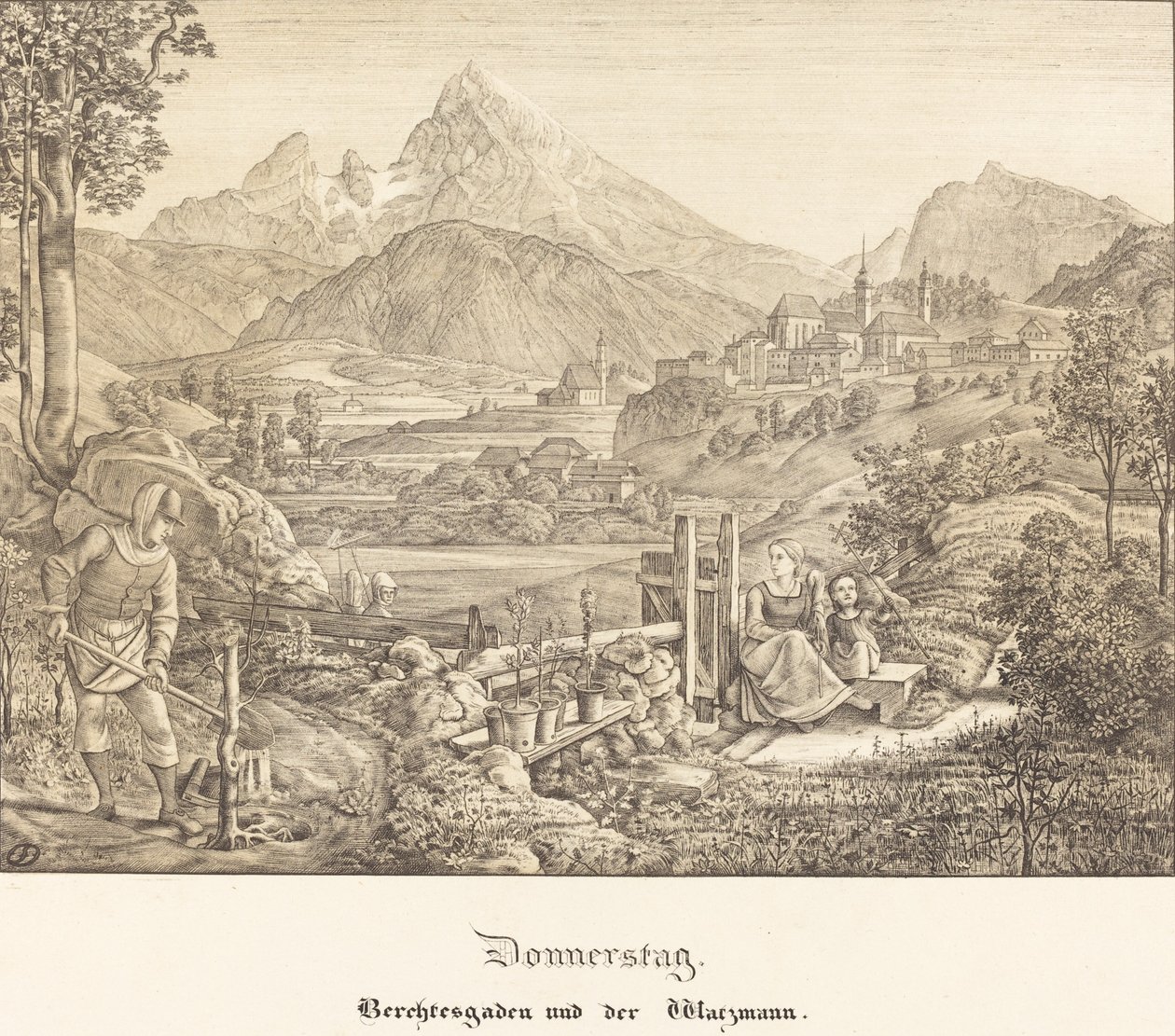 Čtvrtek - Berchtesgaden a hora Watzmann od Ferdinand Olivier