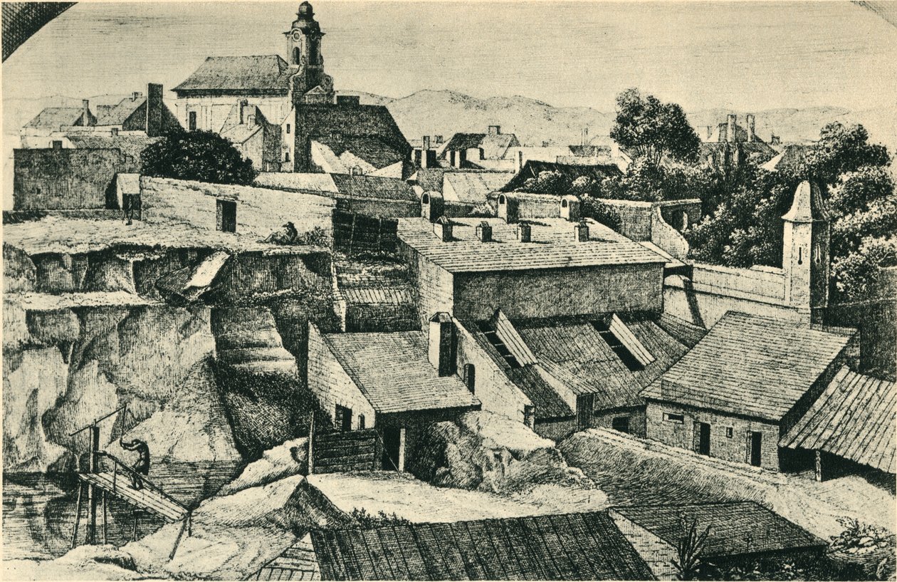 Lom v Alt-Matzleinsdorf, s farním kostelem sv. Floriána ve Vídni, 1814-1815, 1943. od Ferdinand Olivier