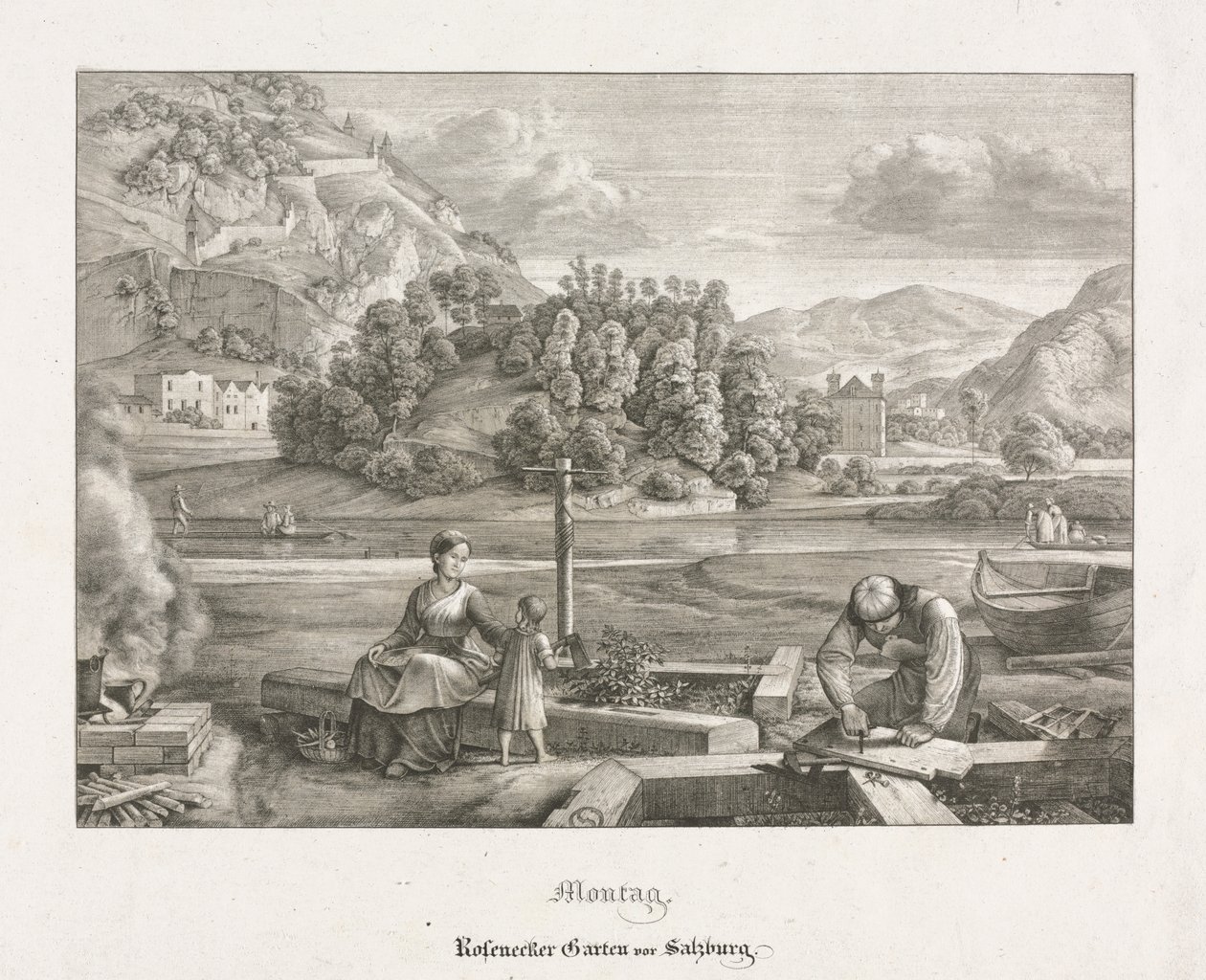 Sedm pohledů v Salcburku a Berchtesgadenu: pondělí: Rosenecker Garden Salzburg od Ferdinand Olivier