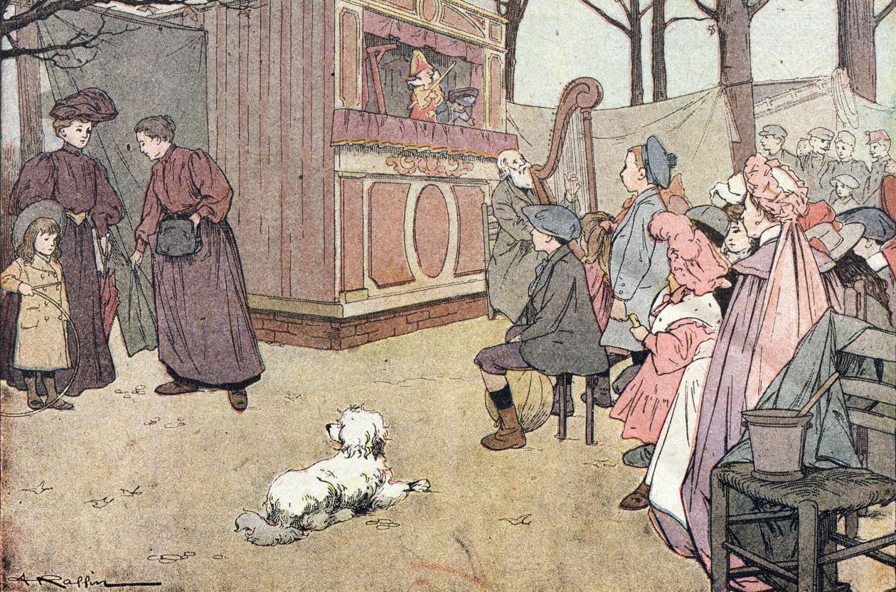 Bláznivé divadlo, v Imagier dětství, kolem roku 1900 (rytina) od Ferdinand Raffin