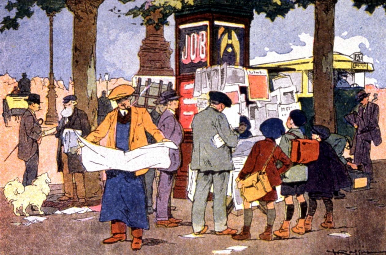 Novinový kiosek na náměstí Bastille, cca 1910 (ilustrace) od Ferdinand Raffin