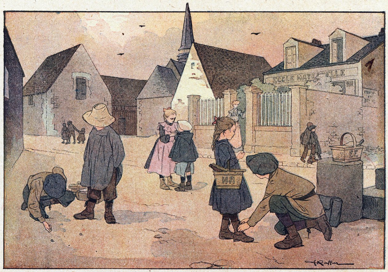 Mimo školu, v Obrázkové knize dětství, kolem roku 1900 (rytina) od Ferdinand Raffin