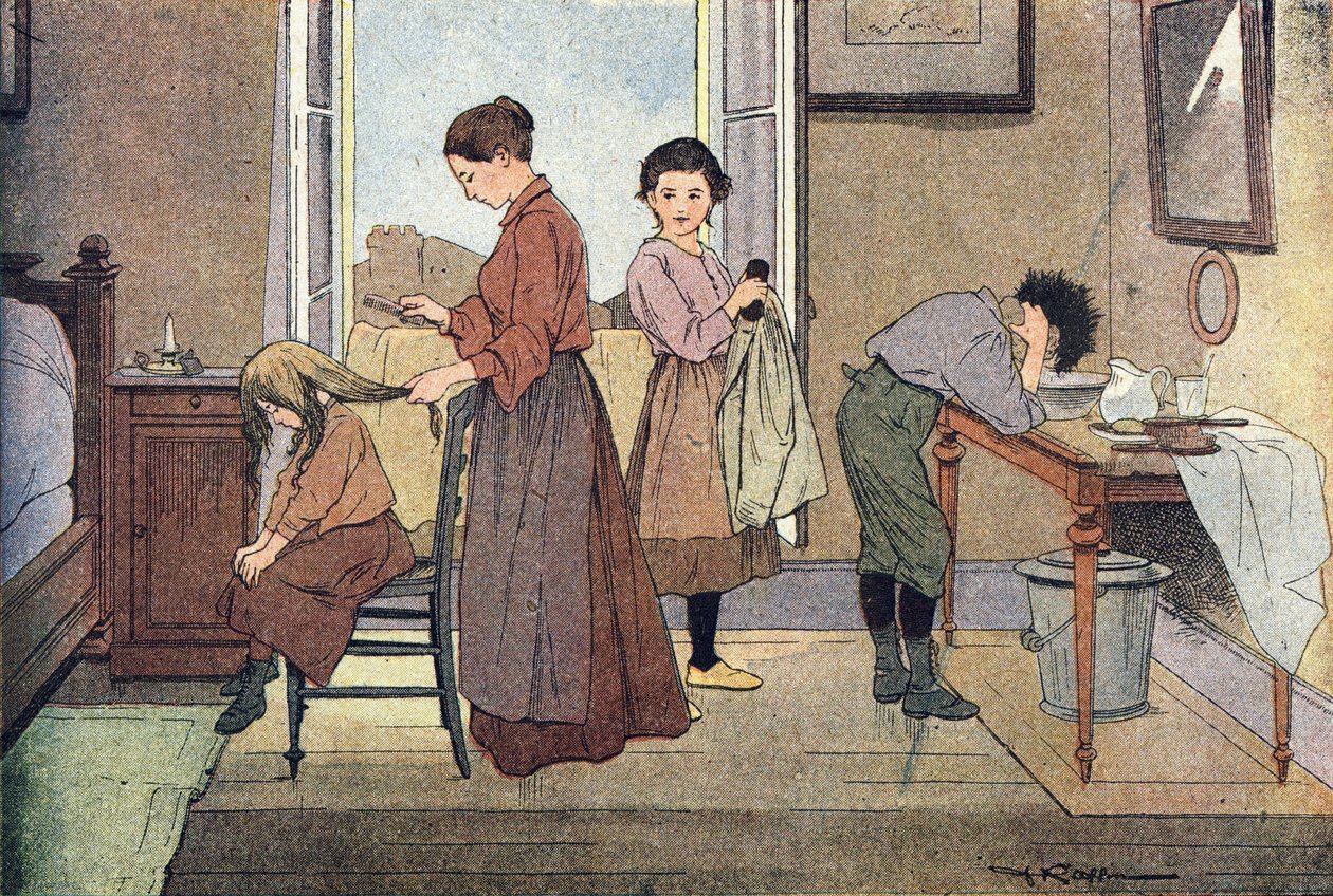Raise him, in Picture Book of Childhood, c.1900 (rytina) od Ferdinand Raffin