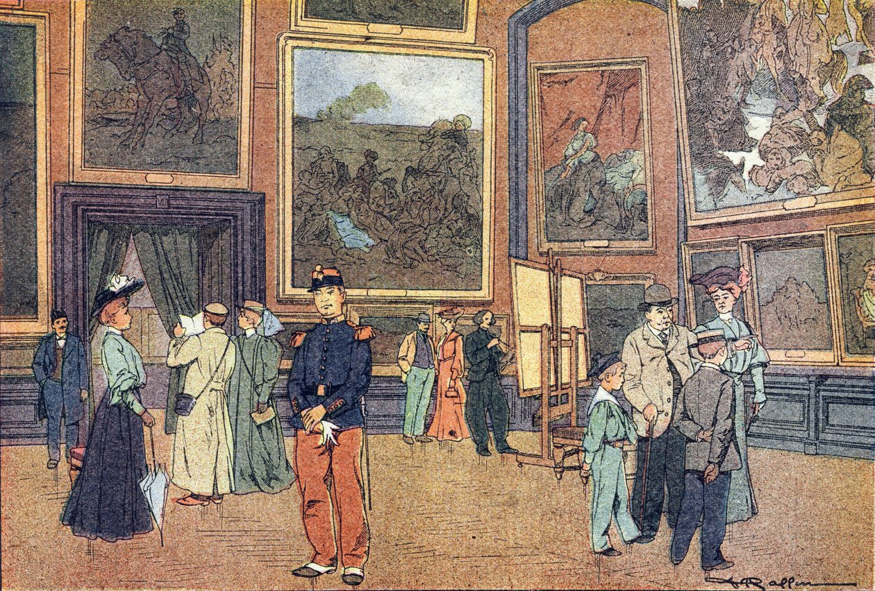 Muzeum Louvre, obrazová kniha dětství, kolem roku 1900 (rytina) od Ferdinand Raffin