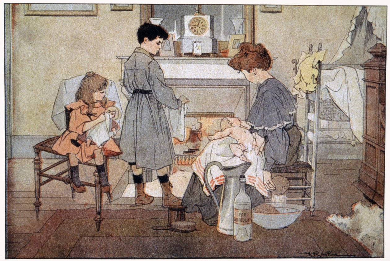Koupel dítěte, kolem roku 1930 (tisk) od Ferdinand Raffin