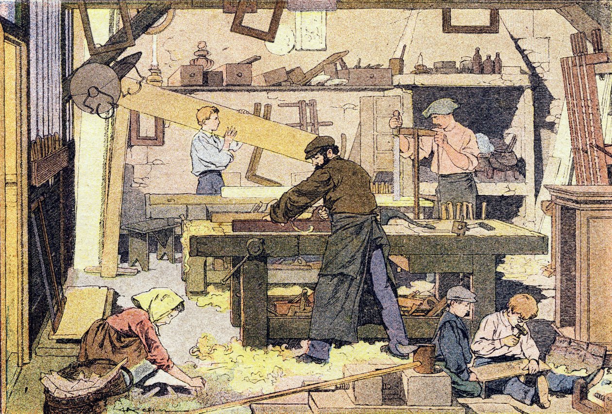 Tesař, v Obrázkové knize dětství, kolem roku 1900 (rytina) od Ferdinand Raffin
