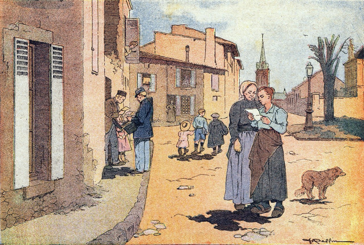 Pošťák, v Obrázkové knize dětství, kolem roku 1900 (rytina) od Ferdinand Raffin